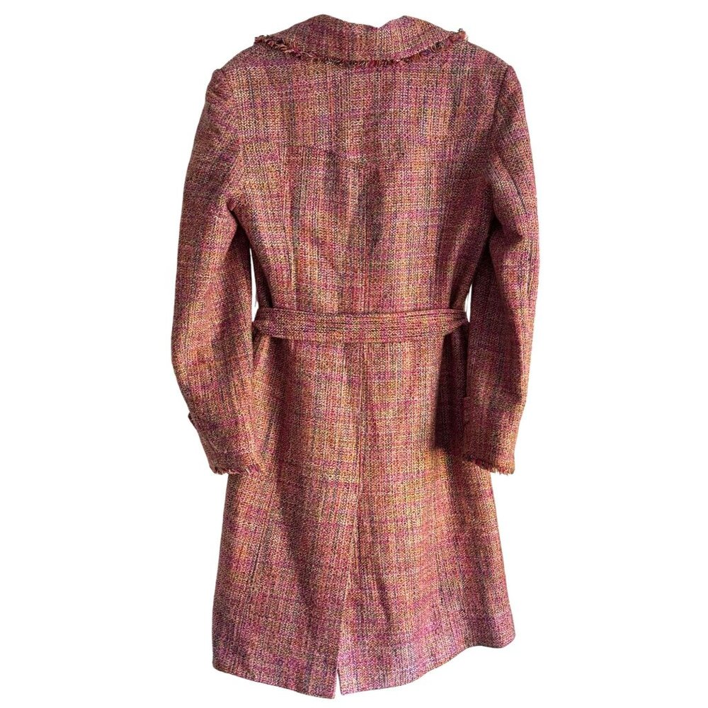 Y2K Pink Purple Coat Tweed Long I.C.E. Size 10 Belted Silk Blend Pastel - Picture 4 of 7